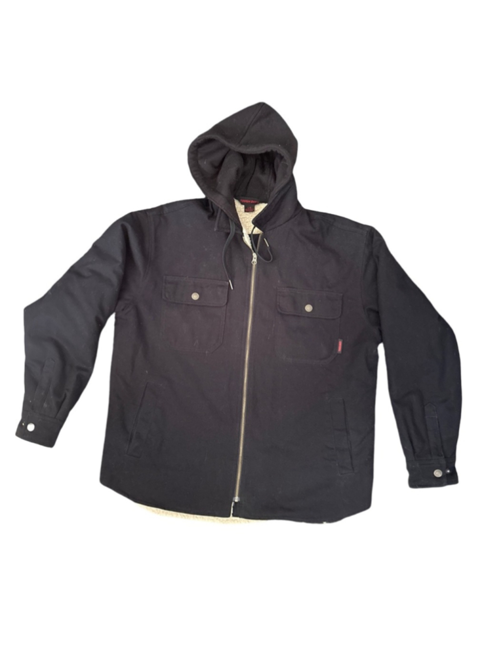 Tough Duck Men's Black Hooded Field Jacket with Sherpa Lining